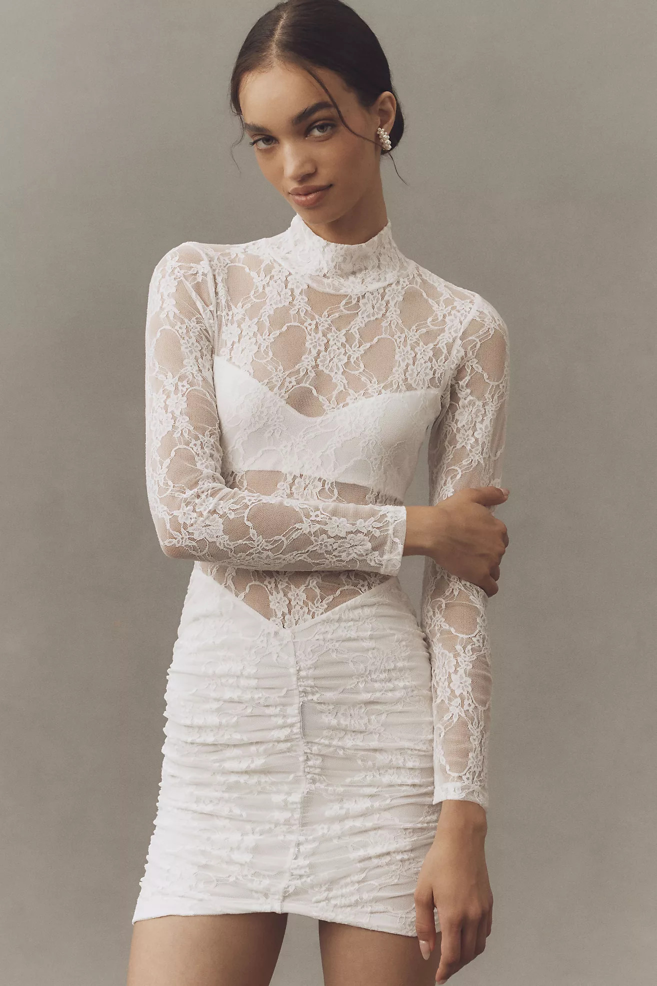 Nightcap Sheer Stretch Lace Mini Dress | Anthropologie (US)