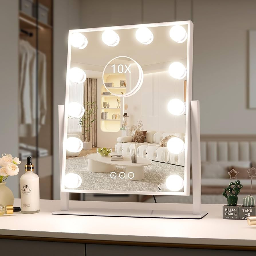 Vanity Mirror with Lights,Lighted Vanity Mirror with 12 Dimmable Bulbs for Dressing Room & Bedroo... | Amazon (US)