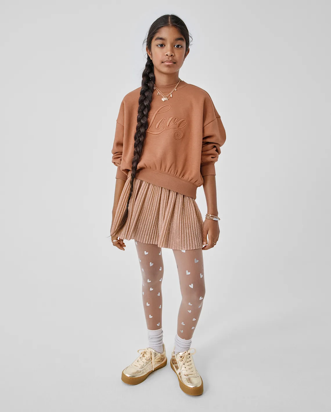 Girls Shimmer Pleated Mesh Skort - gold frost | The Children's Place