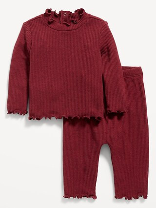 Plush-Knit Lettuce-Edge Top and Pants Set for Baby | Old Navy (US)