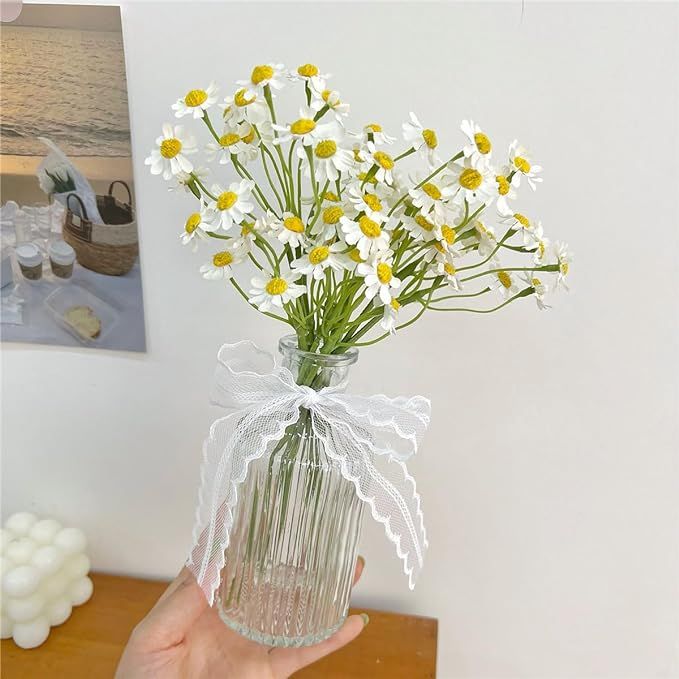 Small White Daisy Flowers Artificial,2 Bouquet/12Pcs 10 Inch Fake Daisies,Spring Wild Flower for ... | Amazon (US)