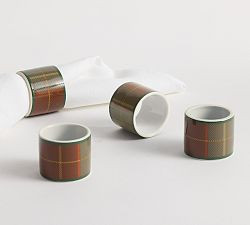 Woodrow Plaid Stoneware Napkin Rings - Set of 4