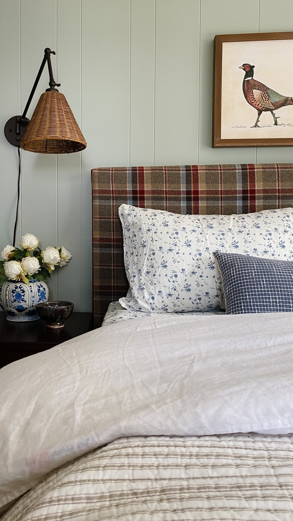 Guest bedroom at the cabin is coming to a close! Here are all the cozy bedding and room details so far! Love the mix of plaid and florals! 

#LTKhome #LTKFind #LTKstyletip