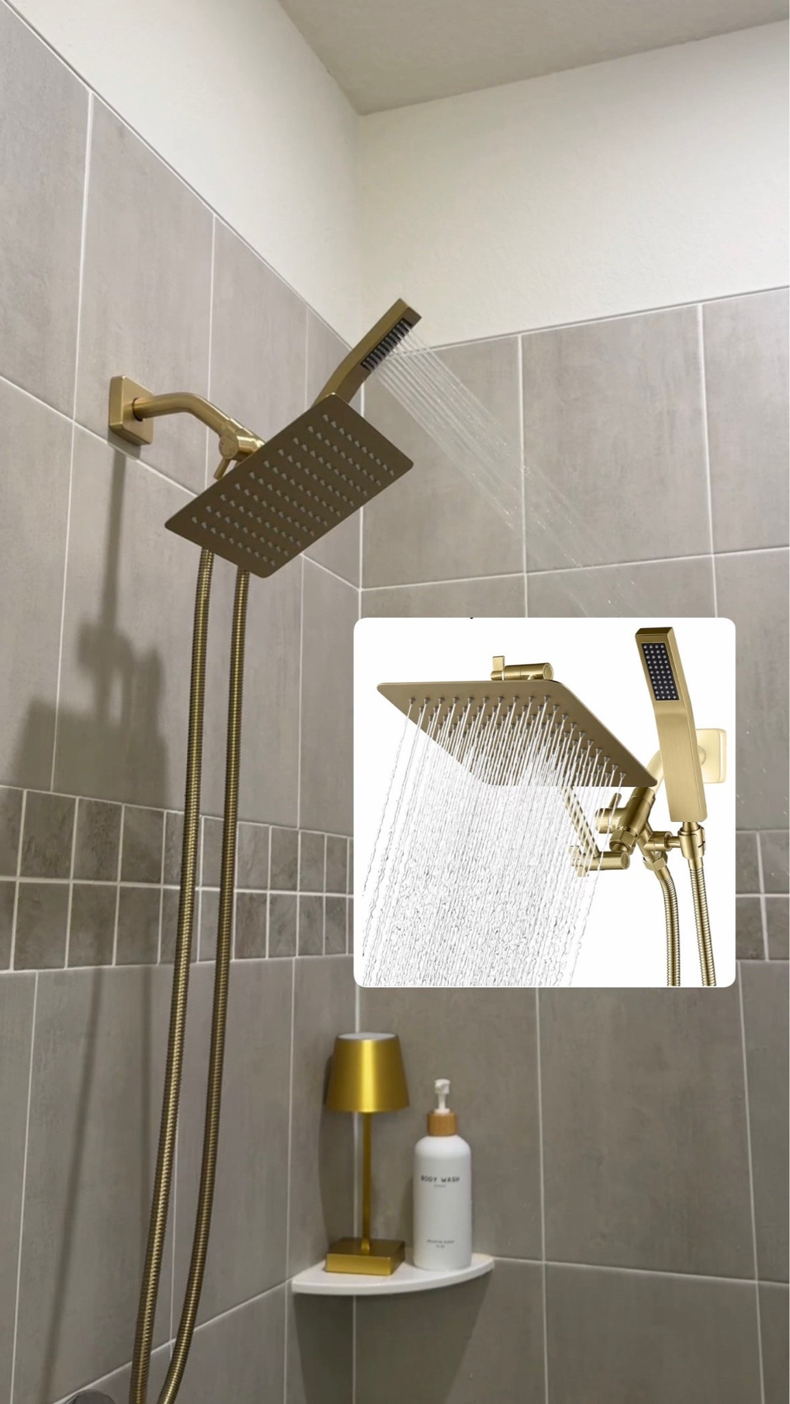 All Metal 8-Inch Dual Square Shower Head Combo, Rain Shower Head, Handheld Shower Wand with 71-Inch Extra Long Hose, 3-Way Diverter, Adjustable Extension Arm, Brushed Gold

#LTKSaleAlert #LTKHome #LTKOver40