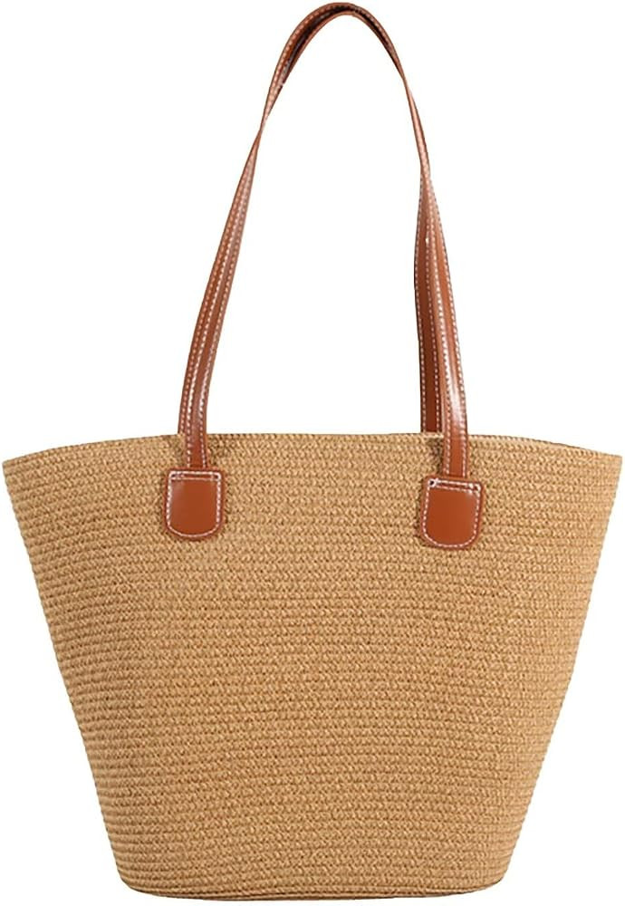 Straw Beach Bag for Women Summer Beach Bag Large Beach Tote Bag Woman Shoulder Bag for Beach Trav... | Amazon (UK)