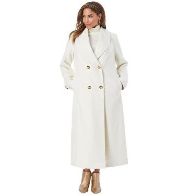 Jessica London Women’s Plus Size Long Shawl Collar Coat, 12 W - Ivory | Target