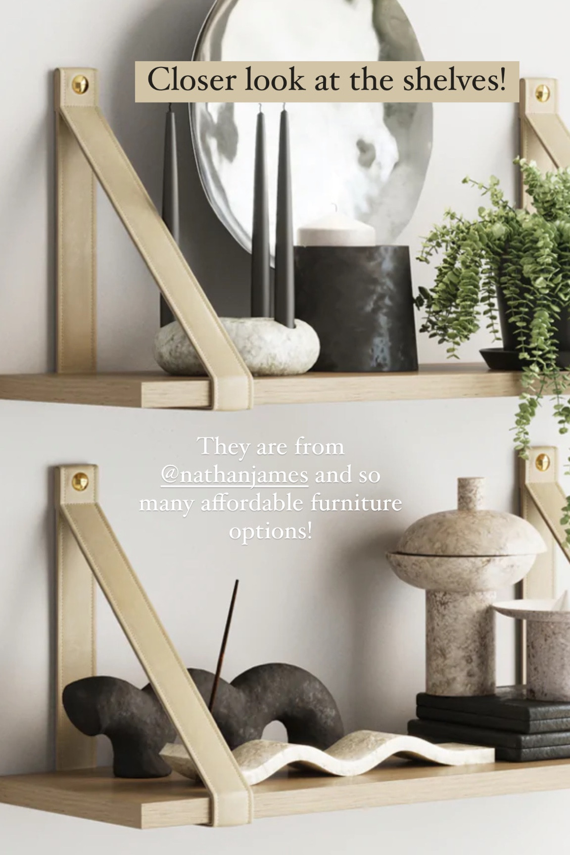 FloAting shelves on sale for $30 light wood leather strap shelves bookshelf affordable under $50 shelves Nathan James 

#LTKsalealert #LTKhome #LTKunder50