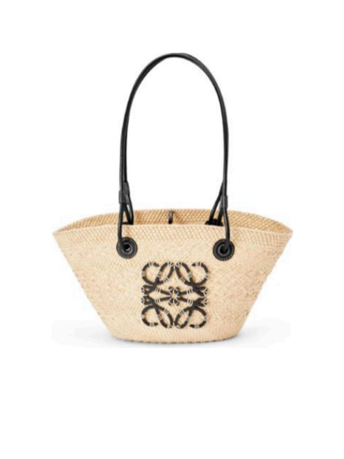 Small Anagram Basket bag in iraca palm and calfskin | Senser US