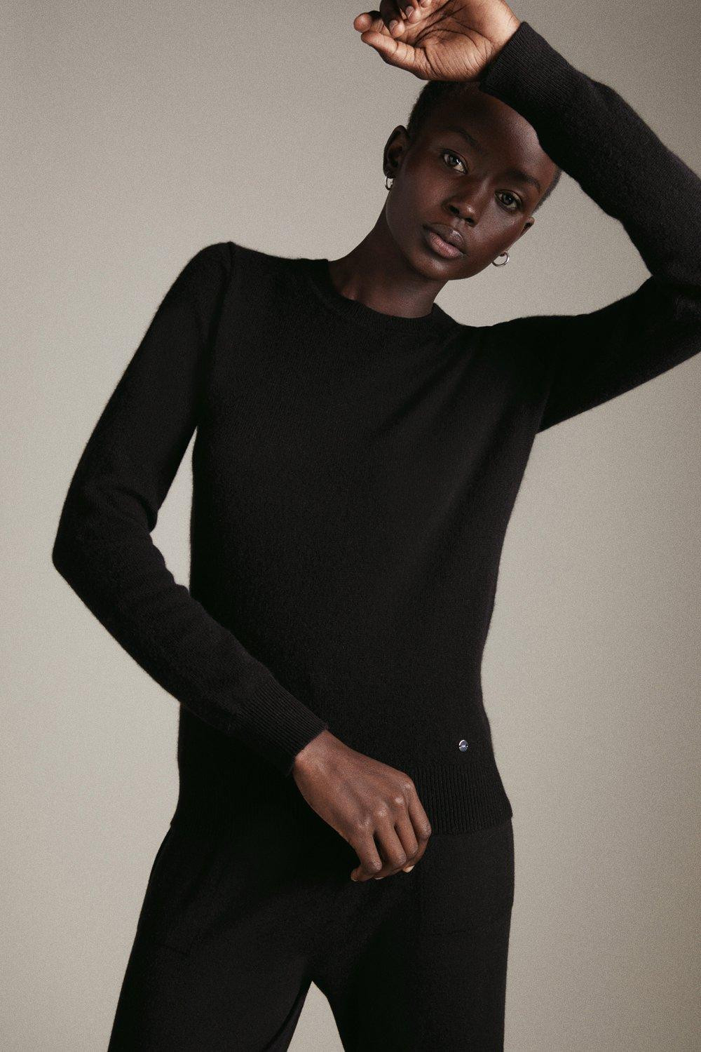 Cashmere Crew Neck Knitted Jumper | Karen Millen UK & IE