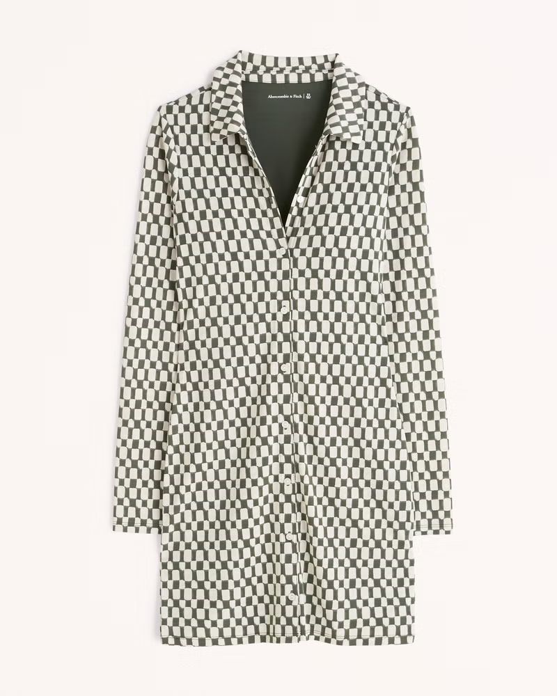 Women's Long-Sleeve Slinky Knit Shirt Dress | Women's Dresses & Jumpsuits | Abercrombie.com | Abercrombie & Fitch (US)