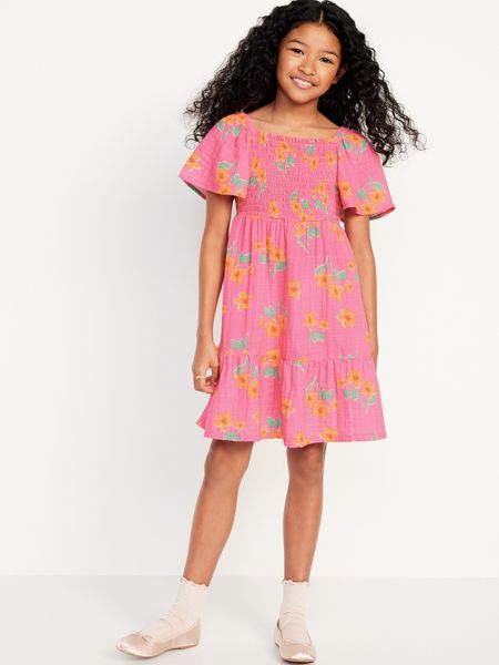 Printed Short-Sleeve Smocked Tiered Dress for Girls | Old Navy (US)