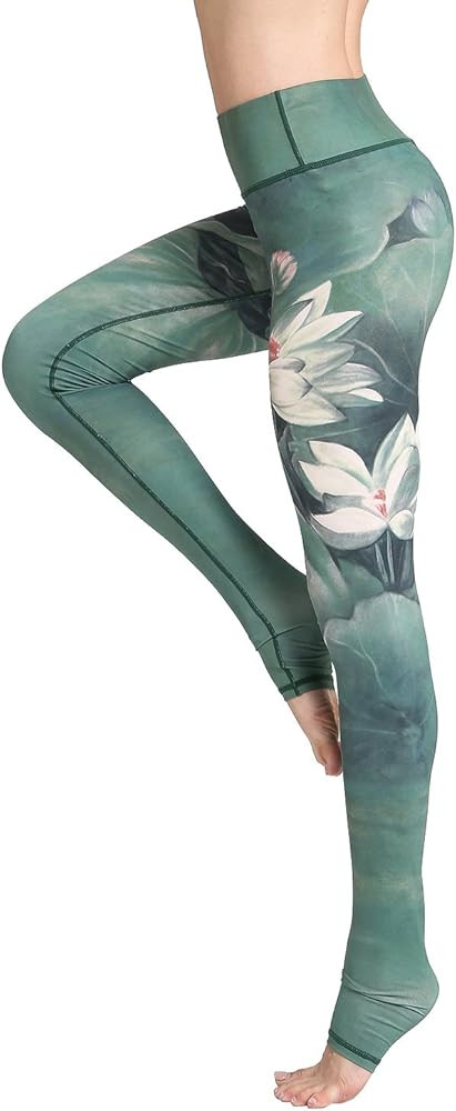 Witkey Women Yoga Pants Printed Over The Heel Stirrup Yoga Leggings High Waist Power Flex Capris ... | Amazon (US)