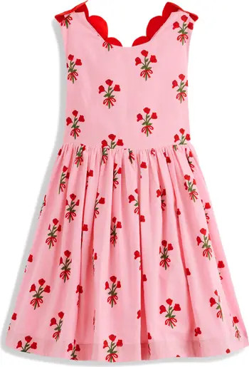 Kids' Rose Print Heart Cross Back Dress | Nordstrom