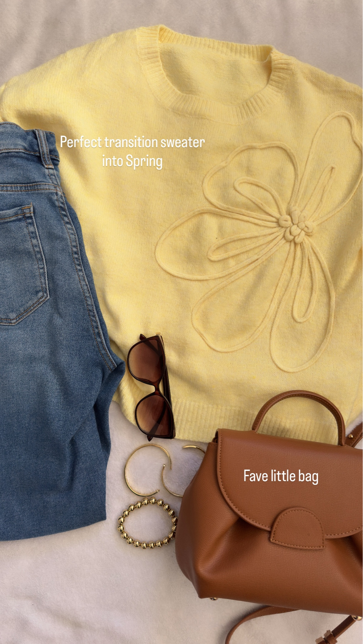 Butter yellow spring sweater, jeans, and brown mini handbag





outfit inspo, outfit ideas, casual outfits amazon, amazon outfits every day, early spring outfits 

#LTKSaleAlert #LTKootd #LTKPetite