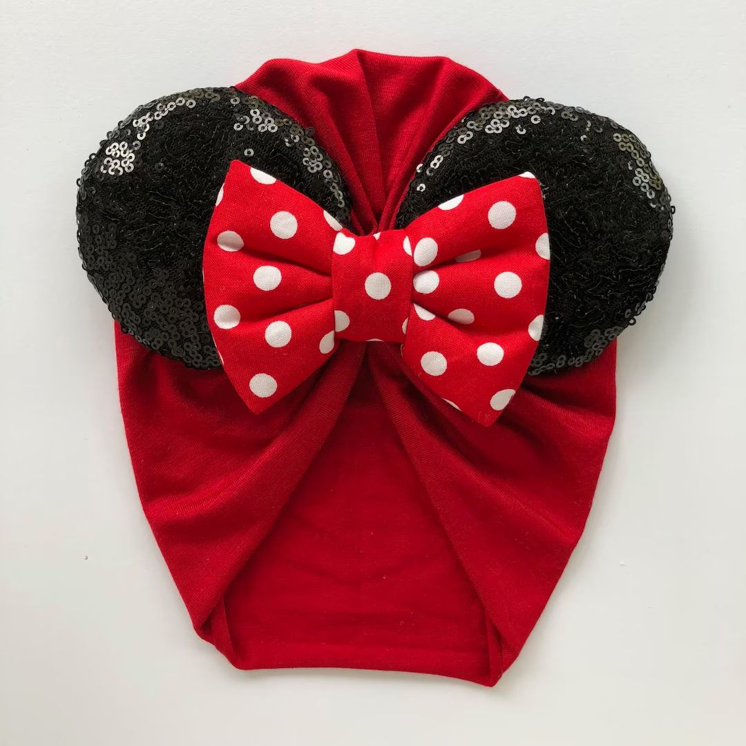Red Polka Dots || Minnie Ears Headwrap || Minnie Ears Turban || Minnie Mouse Headband | Etsy (US)