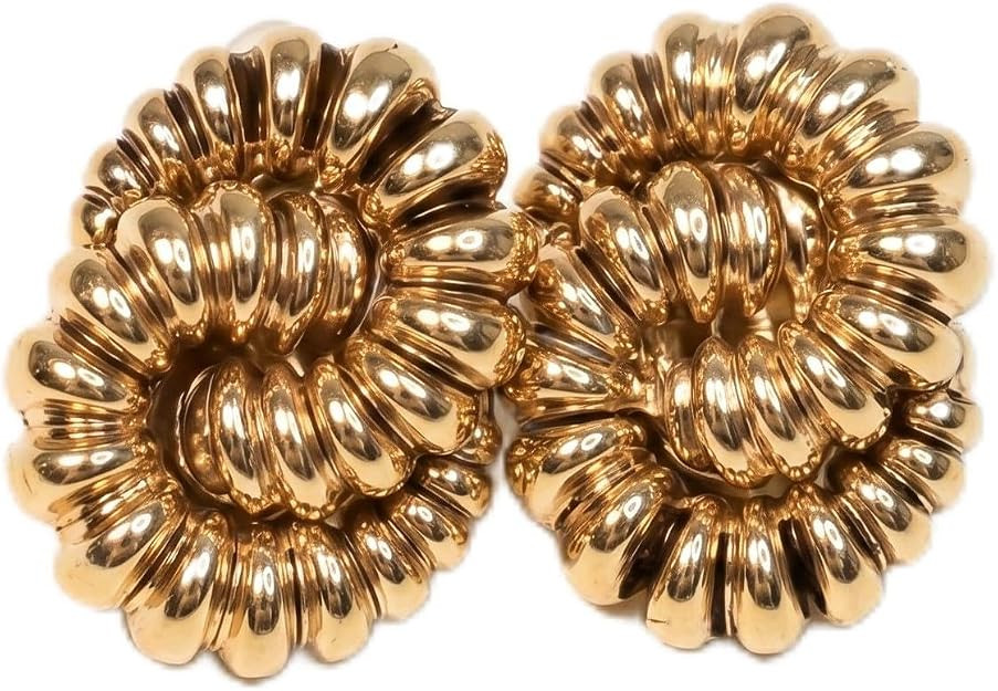 14K Gold Plated Large Spiral Swirl Large Statement Stud Earrings for Women, Modern Gold Earrings ... | Amazon (US)