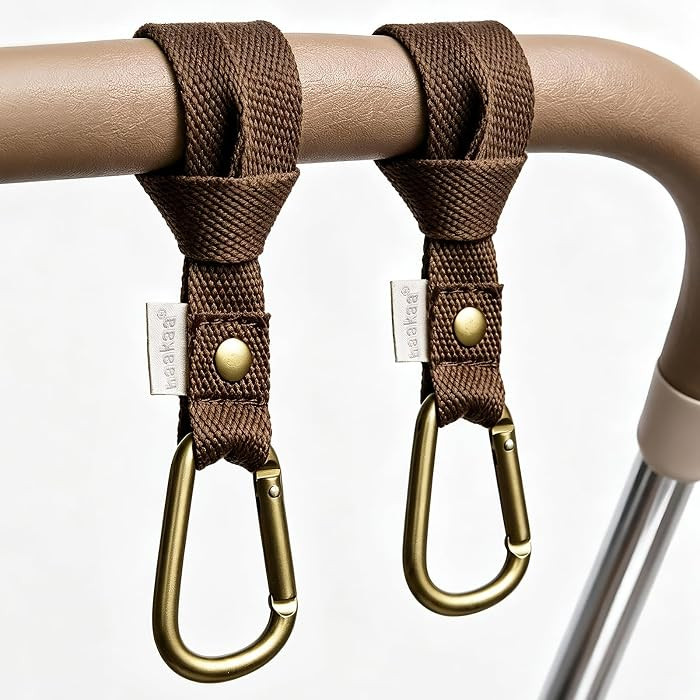 haakaa Baby Stroller Hooks for Bags, Brown(2 Pack)- Simple to Use, Non-Slip | Amazon (US)