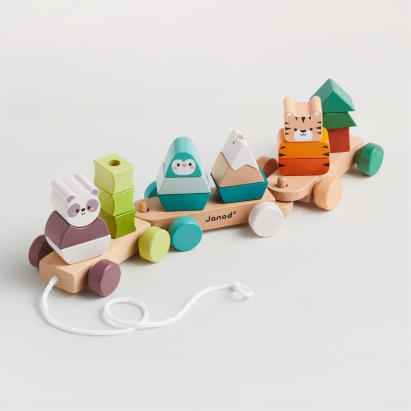 Janod The Animals' Cakewalk Wooden Baby Pull Toy + Reviews | Crate & Kids | Crate & Barrel