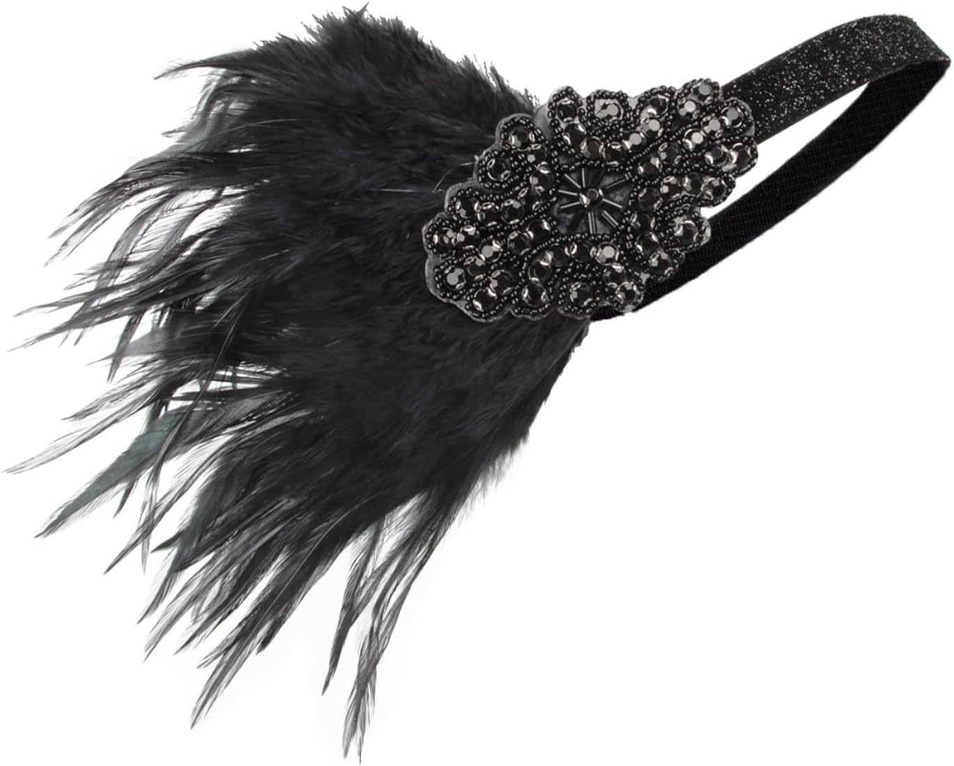 1920s Gatsby Headpiece Black Flapper Headband for Women 20s headband for Gatsby Party | Amazon (US)