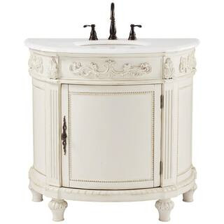 Home Decorators Collection Chelsea 37 in. W x 22 in. D x 35 in. H Bathroom Vanity in Antique Whit... | The Home Depot