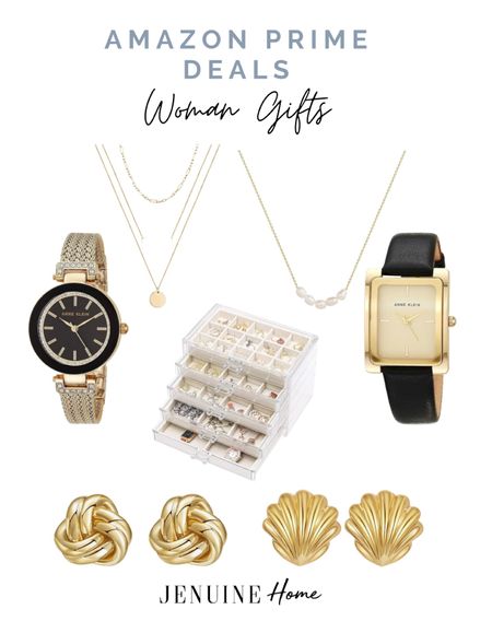 Amazon prime deal. Woman gifts. Gold and black watch. Jewelry organization. Gold studs earrings. Gold layered necklace. Pearl and gold necklace. Christmas gifts  

#LTKGiftGuide #LTKxPrime #LTKworkwear