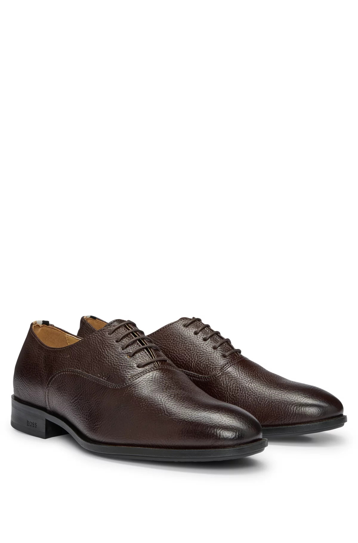 Grained-leather Oxford shoes with embossed logo | Hugo Boss (US)