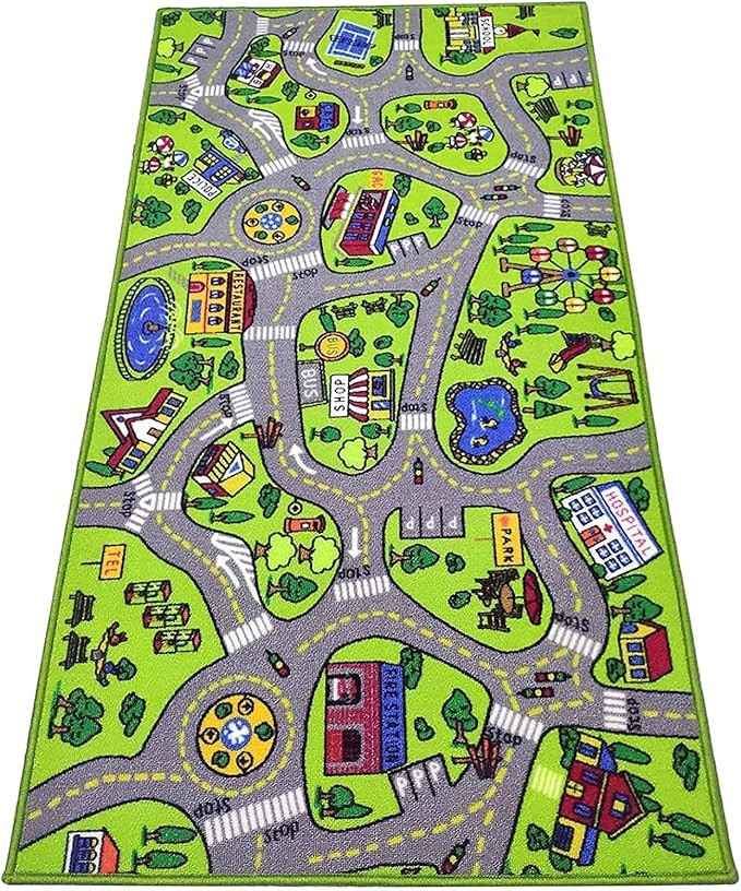 Toyvelt Kids Playmat Car Rug -Educational Car Rugs for Kids Road and Traffic Carpet Multi Color P... | Amazon (US)