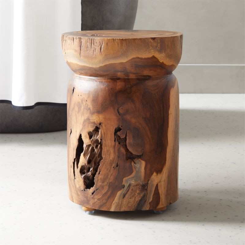 Teak Natural Round Bathroom Stool | CB2 | CB2