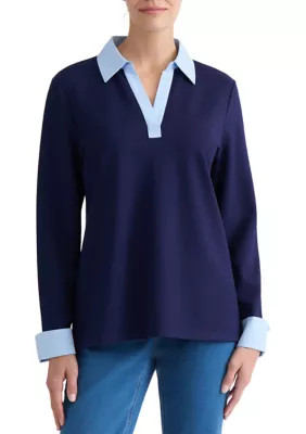 Women's Long Sleeve V-Neck Twofer Top | Belk