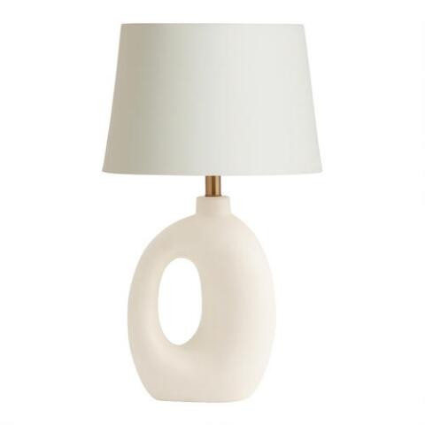Lyra White Abstract Ceramic Table Lamp Base | World Market