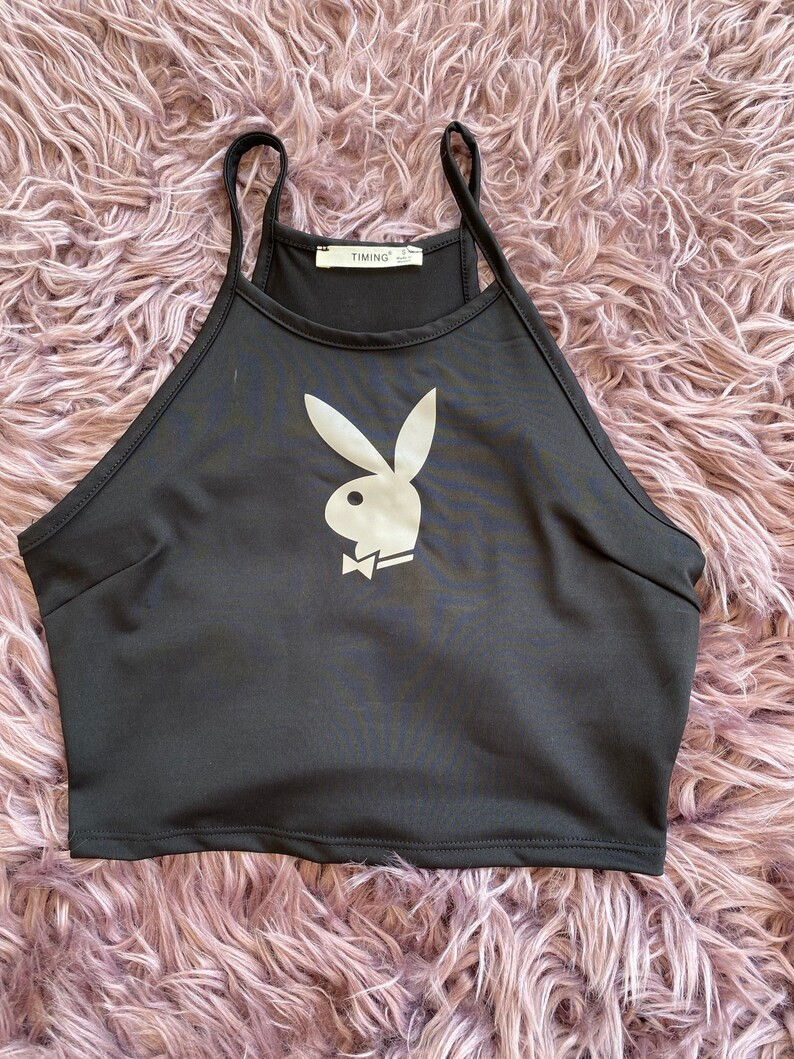 Sexy Playboy crop top, Women Top, Slim Top | Etsy (US)