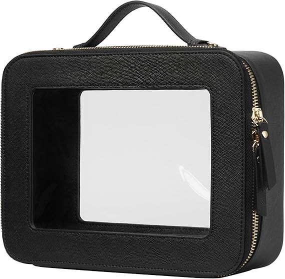 Popvibe Clear Makeup Bag Travel Cosmetic Case Transparent Toiletry Bag with Zipper, Portable Make... | Amazon (US)