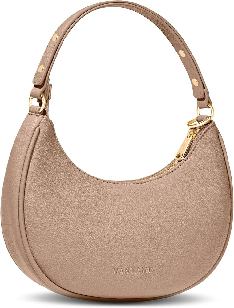 Vantamo Purse For Women, Small Trendy Crescent Moon Shoulder Hand Bag, Faux Leather, Anti Theft R... | Amazon (US)