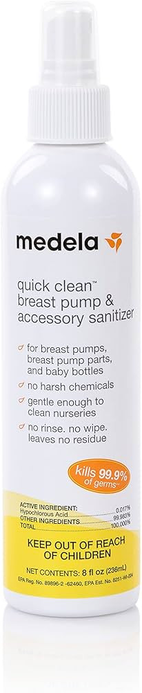 Medela Quick Clean Breast Pump and Accessory Sanitizer Spray Safe No Rinse Breastpump Sterilizer ... | Amazon (US)