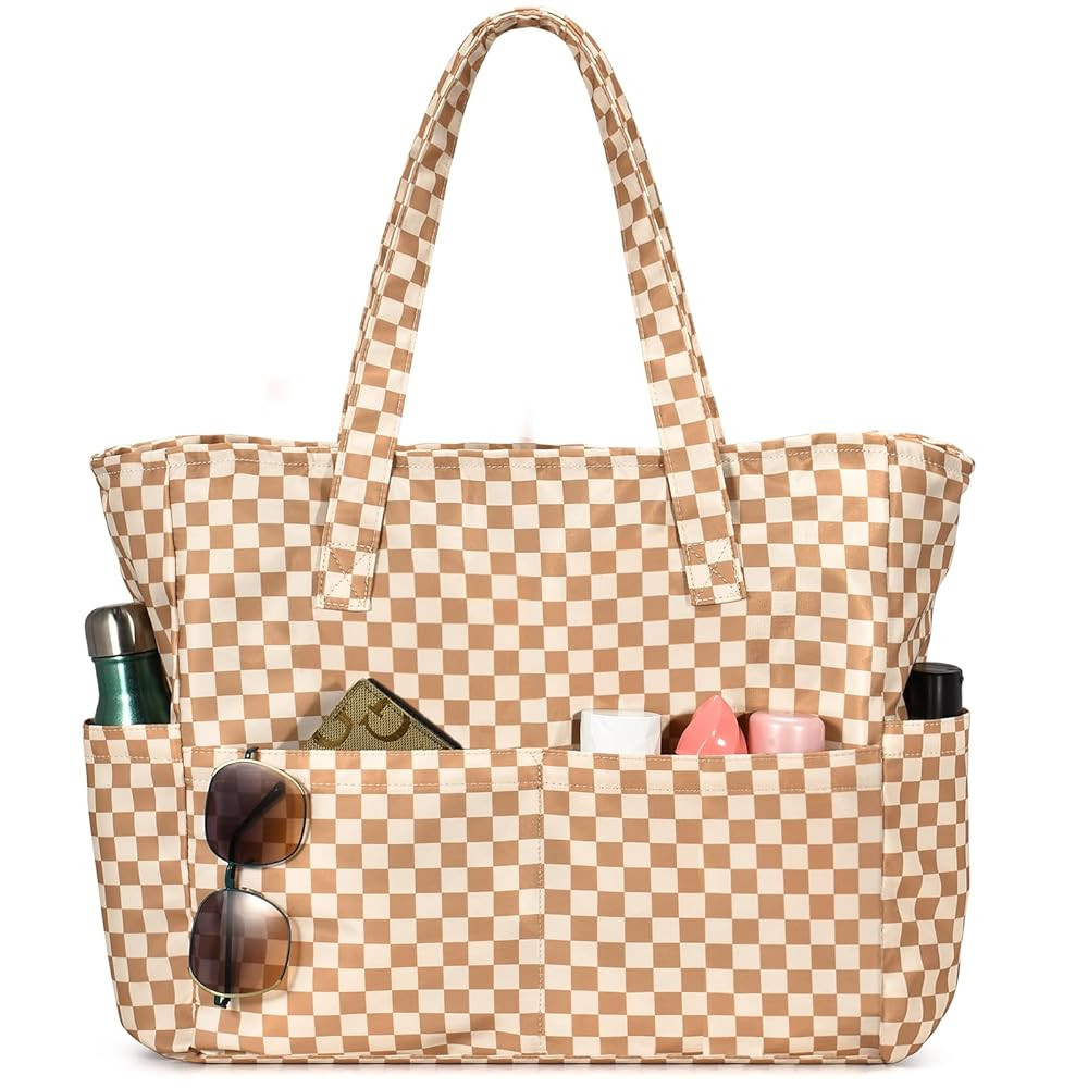 oscaurt Beach Bags for Women Large Waterproof Sandproof Beach Tote Swim Pool Bag with Zipper for ... | Amazon (US)