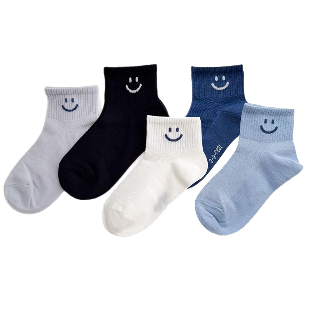 Baby Toddler Coton Socks with Smiley Faces，Boys Girls Breathable Mesh Thin Summer Kids Ankle Socks,5 Pack | Amazon (US)