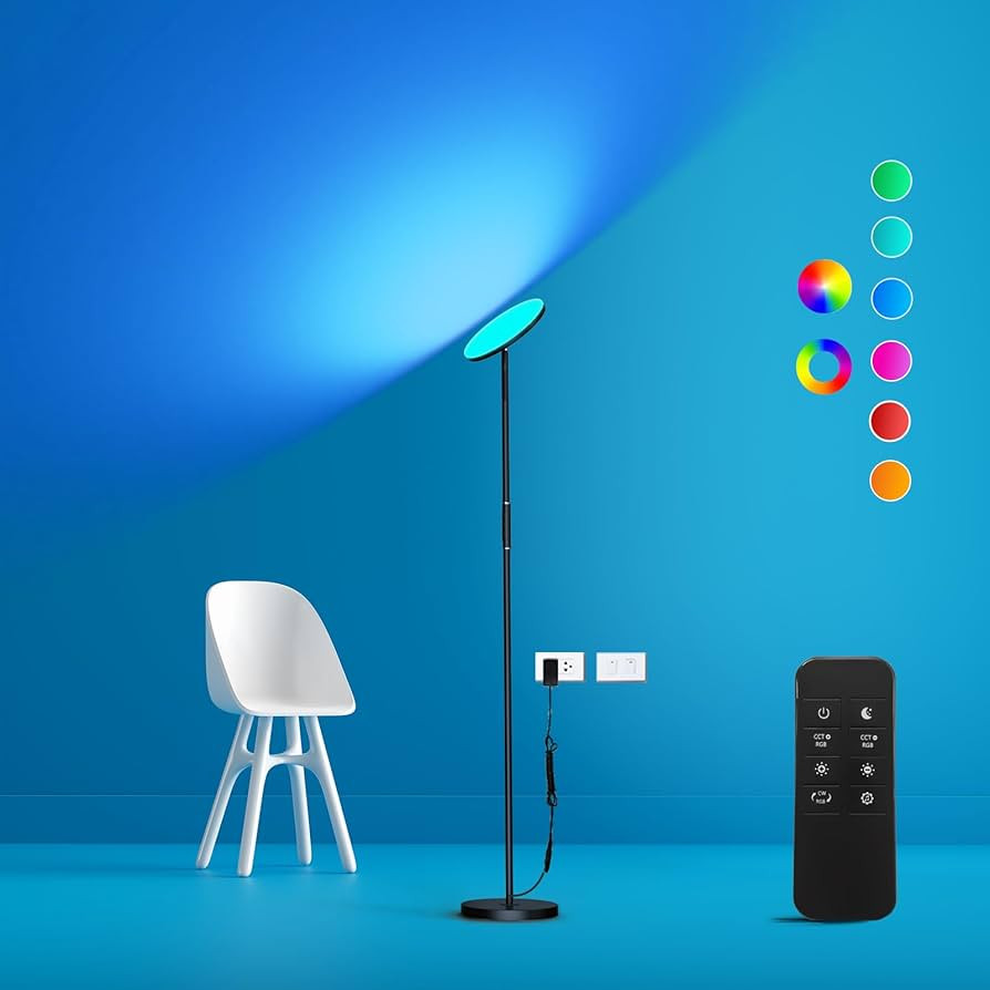 LED Floor Lamp, 3000LM 36W Bright Floor Lamp with RGB Color Light, Modern Standing Lamp with Remo... | Amazon (US)