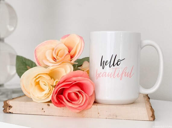 Hello Beautiful Coffee Mug Cute Coffee Mug New Mom Gift | Etsy | Etsy (US)