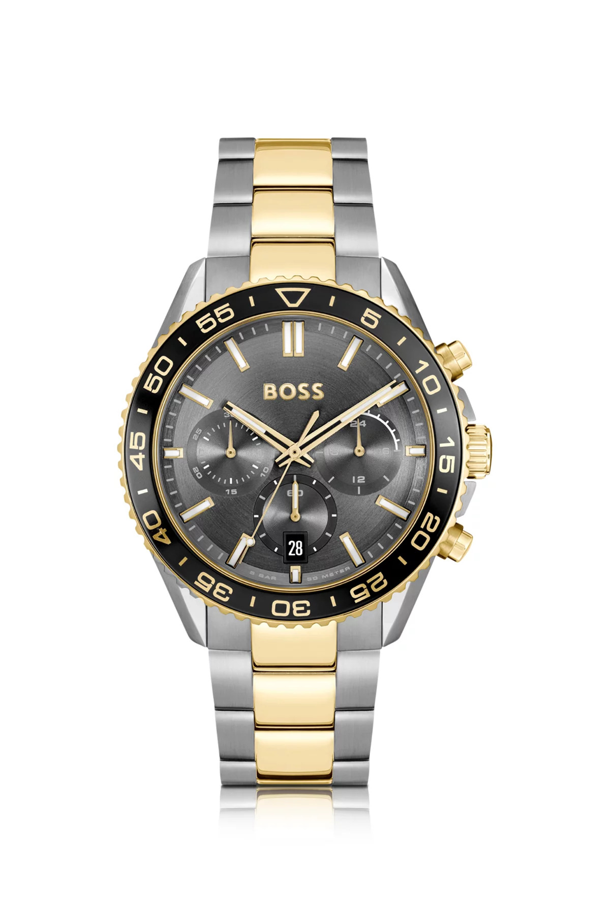 BOSS - Two-tone link-bracelet chronograph watch with gray dial | Hugo Boss (US)