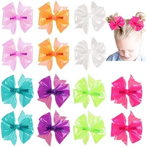 Waterproof Jelly Hair Bows, Multi-colored PVC Summer Swim Pool Bow Clips Transparent Hair Accessorie | Amazon (US)