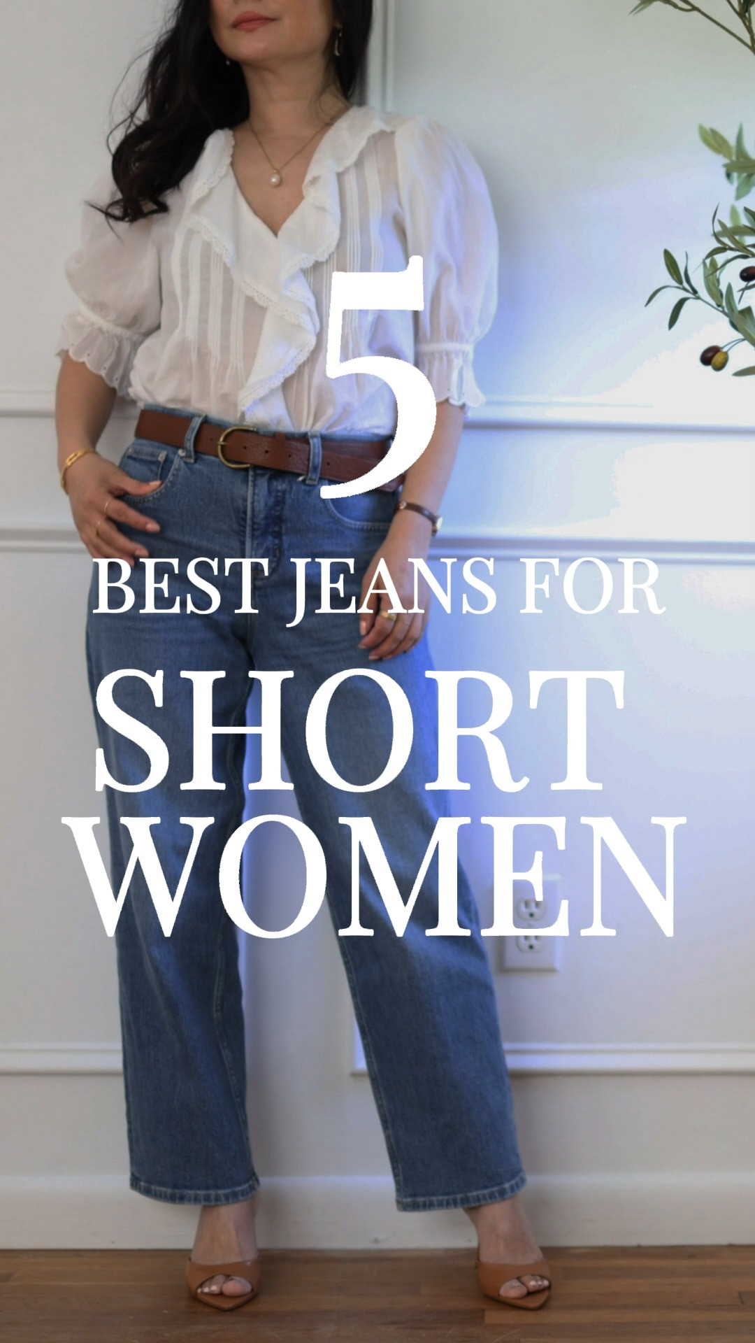 I'm 5'2" with a bit of tummy, and I'm loving these jeans. 1.SPANX 90S Straight Jeans, 27” inseam, best for sculpting tummy, wearing petite S 2.JCREW Charley Kickflare, 27.5” inseam, wearing classic (not petite length) 26 waist 3.QUINCE Bella Stretch Wide leg, 28” inseam, wearing 27, full length on me with kitten heels 4. MADEWELL Vintage Cropped Wide Leg, 26” inseam, wearing regular length (not petite length), 27 5. SPANX Cropped Wide Leg, 26” inseam, wearing Regular length S (not petite length), best for slimming! 

 #LTKootd #LTKOver40 #LTKPetite