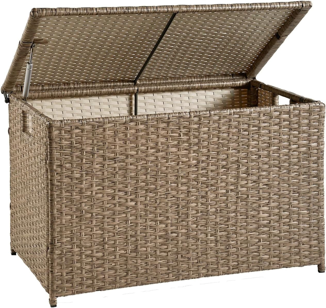 Wicker Storage Trunk, 30 x 17 x 18 inches, 160L, Handwoven Wicker Chest with Stay-Open Lid, Suppo... | Walmart (US)