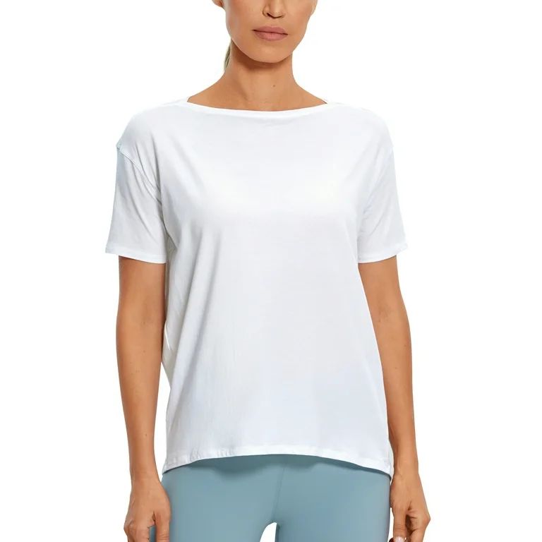 CRZ YOGA Women's Pima Cotton Short Sleeve Shirts Loose Fit Casual Tops | Walmart (US)