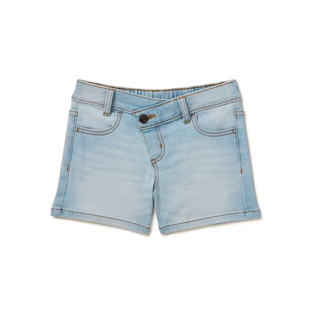 Wonder Nation Girls Cross Waistband Denim Shorts Sizes 4-18 & Plus | Walmart (US)