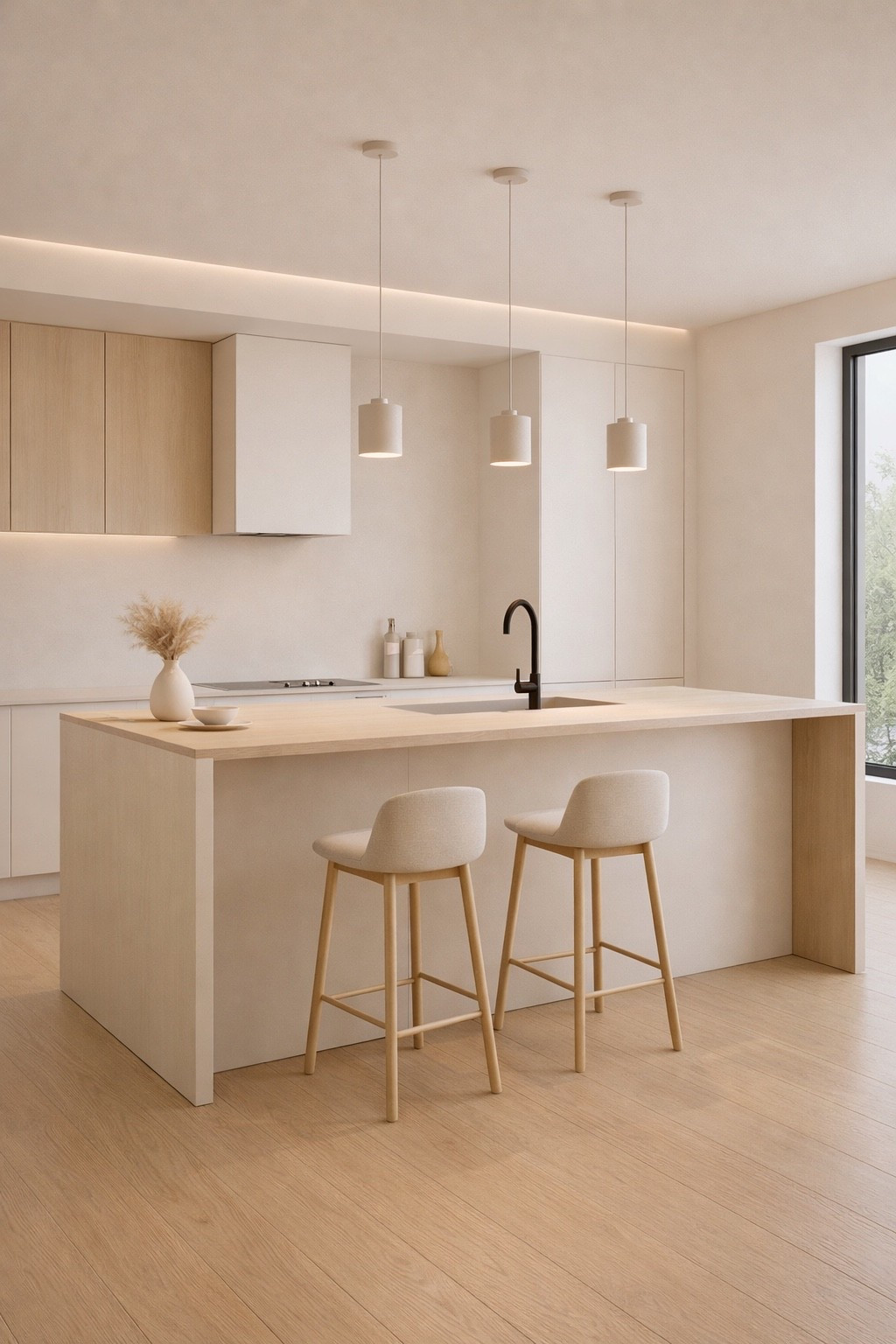 Clean modern kitchen in soft beige tones with a minimalist island design. Flat beige walls, warm wood textures, and simple lighting create a timeless, calm, and elegant space. Perfect inspiration for modern homes, apartments, and open-concept kitchens. #modernkitchen
#beigekitchen
#kitchenisland
#moderninterior
#minimaldesign
#neutralinterior
#contemporarykitchen
#cleanmodern
#interiorinspo
#luxuryminimal


#LTKSeasonal #LTKGiftGuide #LTKHome