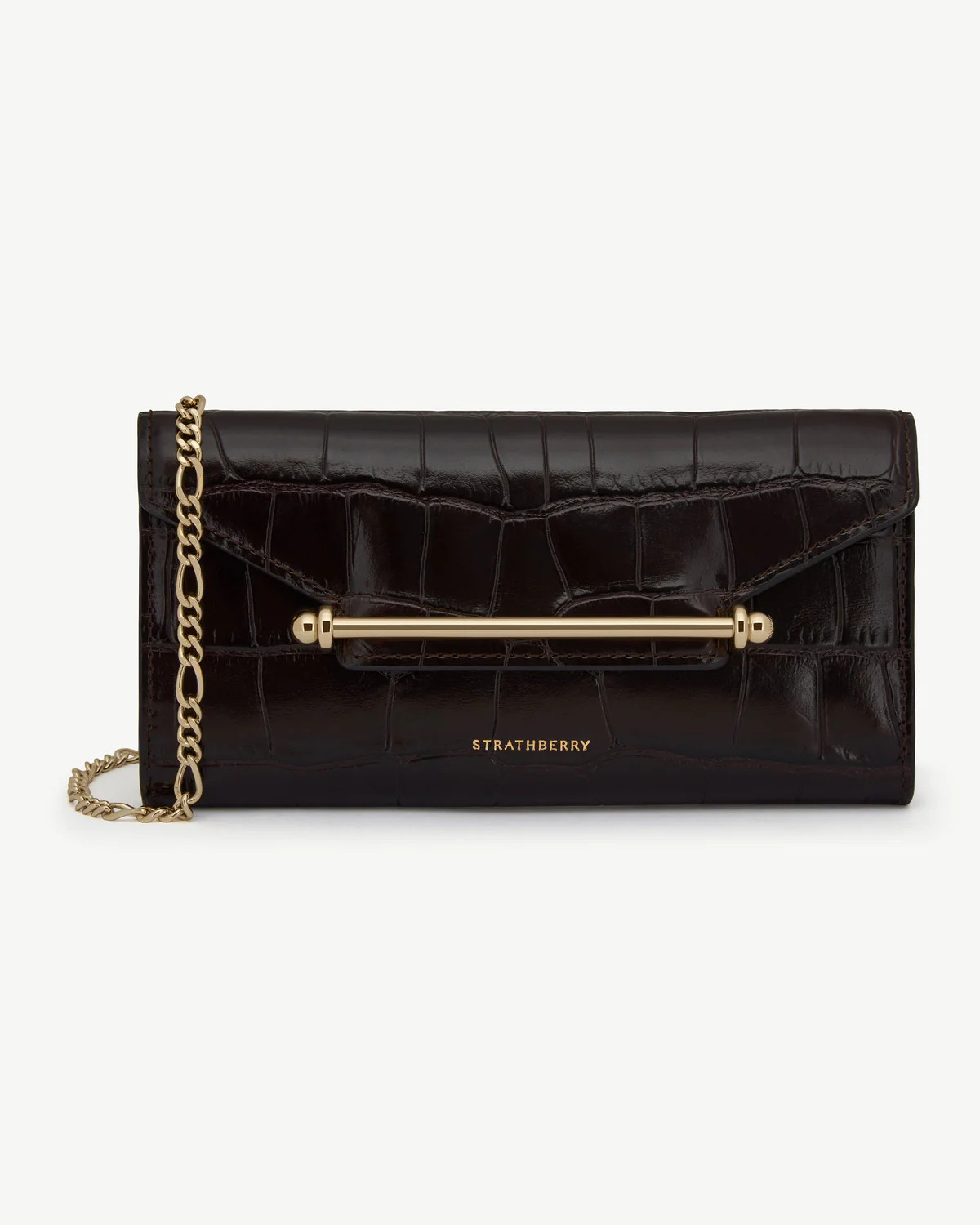 Strathberry - Multrees Chain Wallet - Crossbody Leather Mini Clutch - Brown | Strathberry