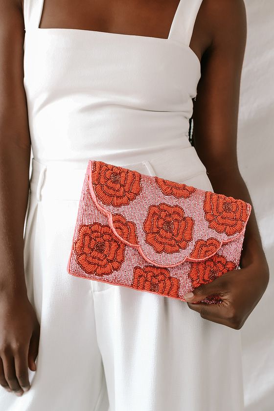 Hand-Picked Pink and Red Beaded Clutch | Lulus (US)