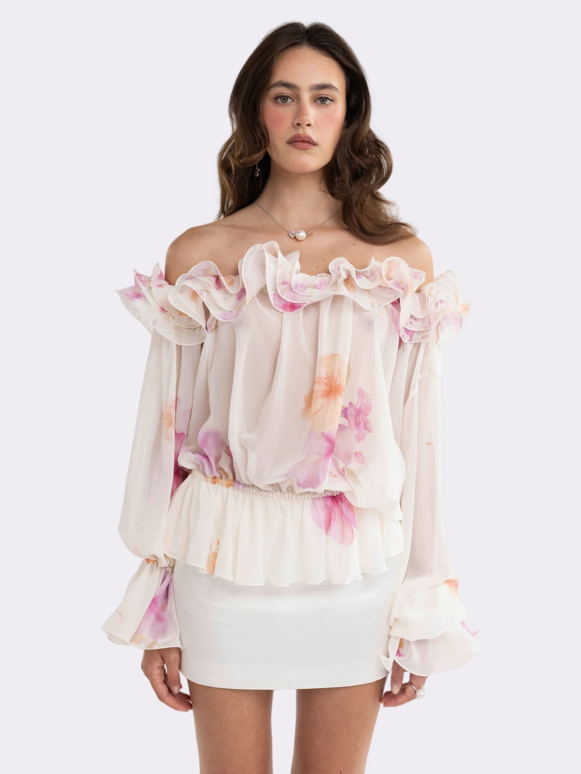 Summer Off-Shoulder Ruffle Cream Blouse | Nana Jacqueline | Nana Jacqueline