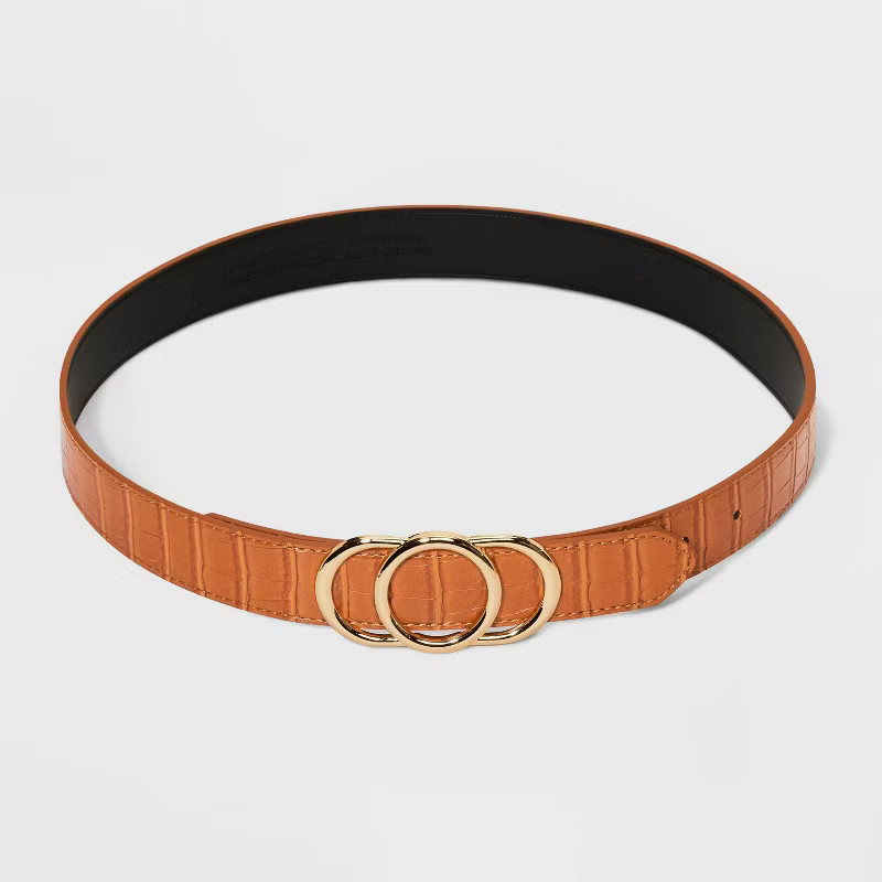 Women's Triple Plaque Belt - A New Day™ Cognac | Target