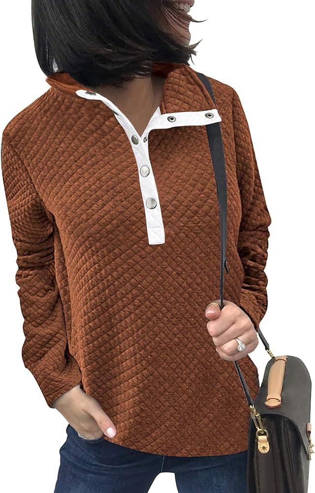 BTFBM Women Fashion Quilted Pattern Lightweight Zipper Long Sleeve Plain Casual Ladies Sweatshirt... | Amazon (US)